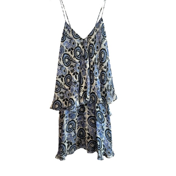 Caroline Constas Dresses & Skirts - CAROLINE CONSTAS Silk Print Tiered Mini Dress Blue M NWOT